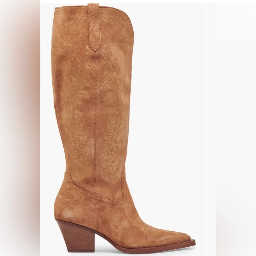 Dolce Vita Over-the-Knee Suede Western Boot - Tan